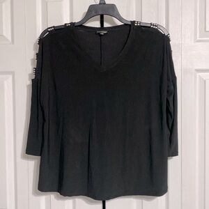 Ava & Grace black & silver stud top blouse shirt size PL